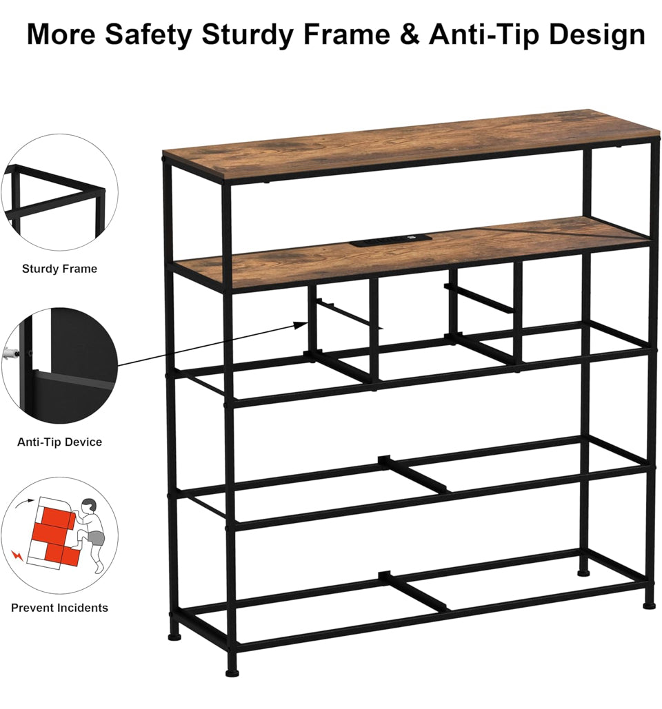 Open Box Sealed Tohomeor TV Stand with Power Oulet Dresser with Charging Station & LED Light Dresser with 8 Fabric Drawers for Living Room Storage Che