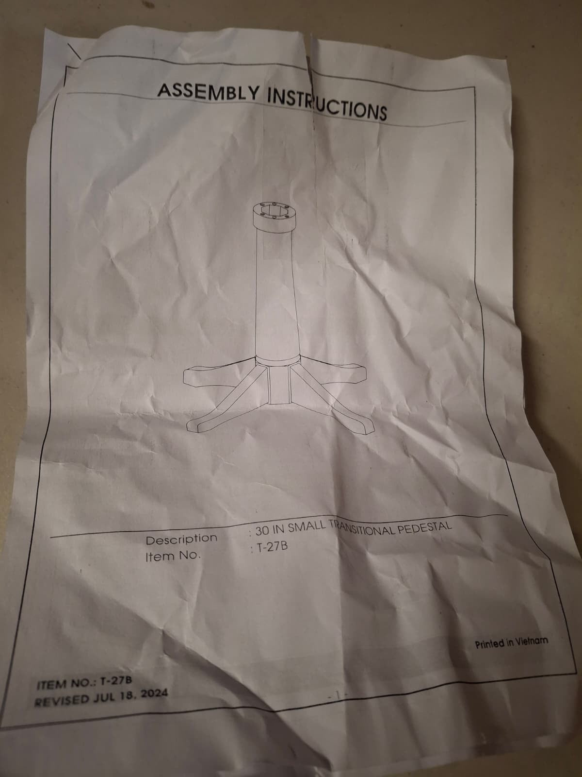 Open Box International Concepts Hickory/Coal 30 in. Round Top Solid Wood Counter Height Pedestal Dining Table - Seats 2