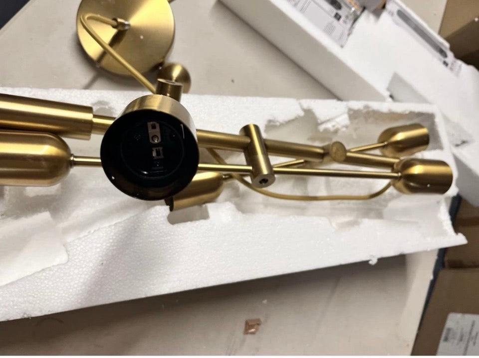 Open Box 3-Arm Chandelier Brass: Adjustable Height, ETL Listed, Metal Body - Threshold™