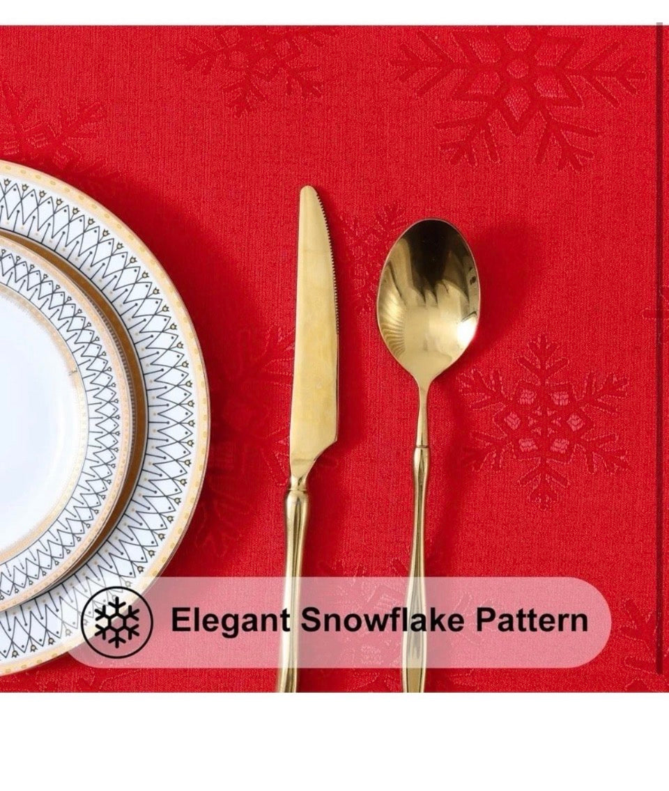 New Smiry Rectangle Christmas Tablecloth 60x120 Inch, Waterproof Damask Table