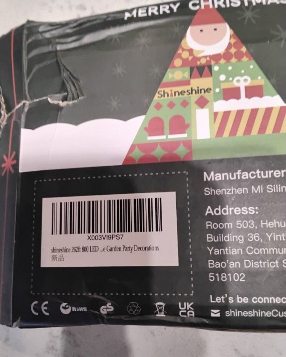 Brand New shineshine 262FT 800LED Outdoor Christmas Lights, Christmas Tree Lights with 8 Modes Remote & Timer, Christmas String Lights for Wedding Xma