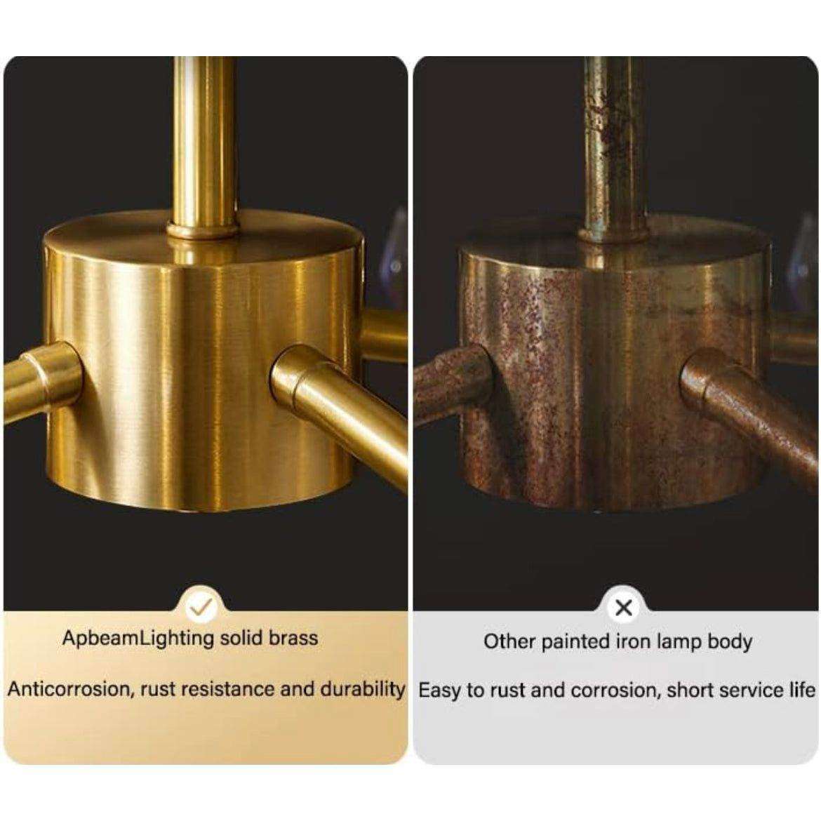 APBEAM Mid Century Sputnik Chandelier Brass Pendant Lighting - Selzalot