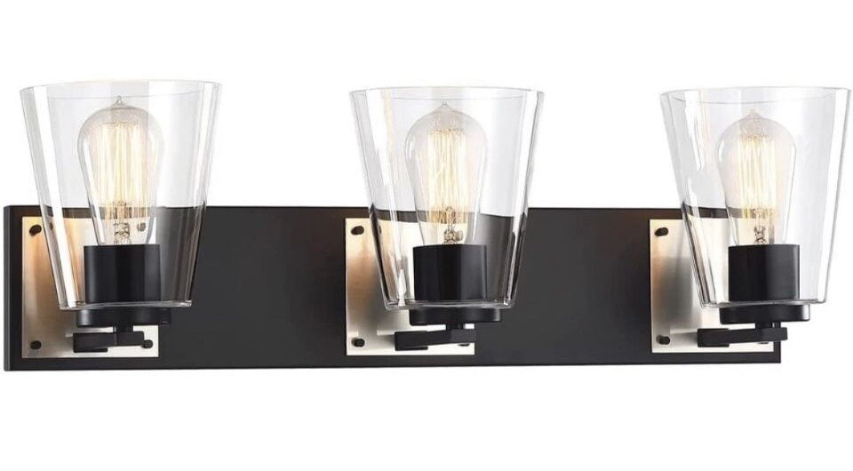 Open Box MOTINI 3-Light Bathroom Vanity Light Fixture Wall Sconce Lighting Black and…