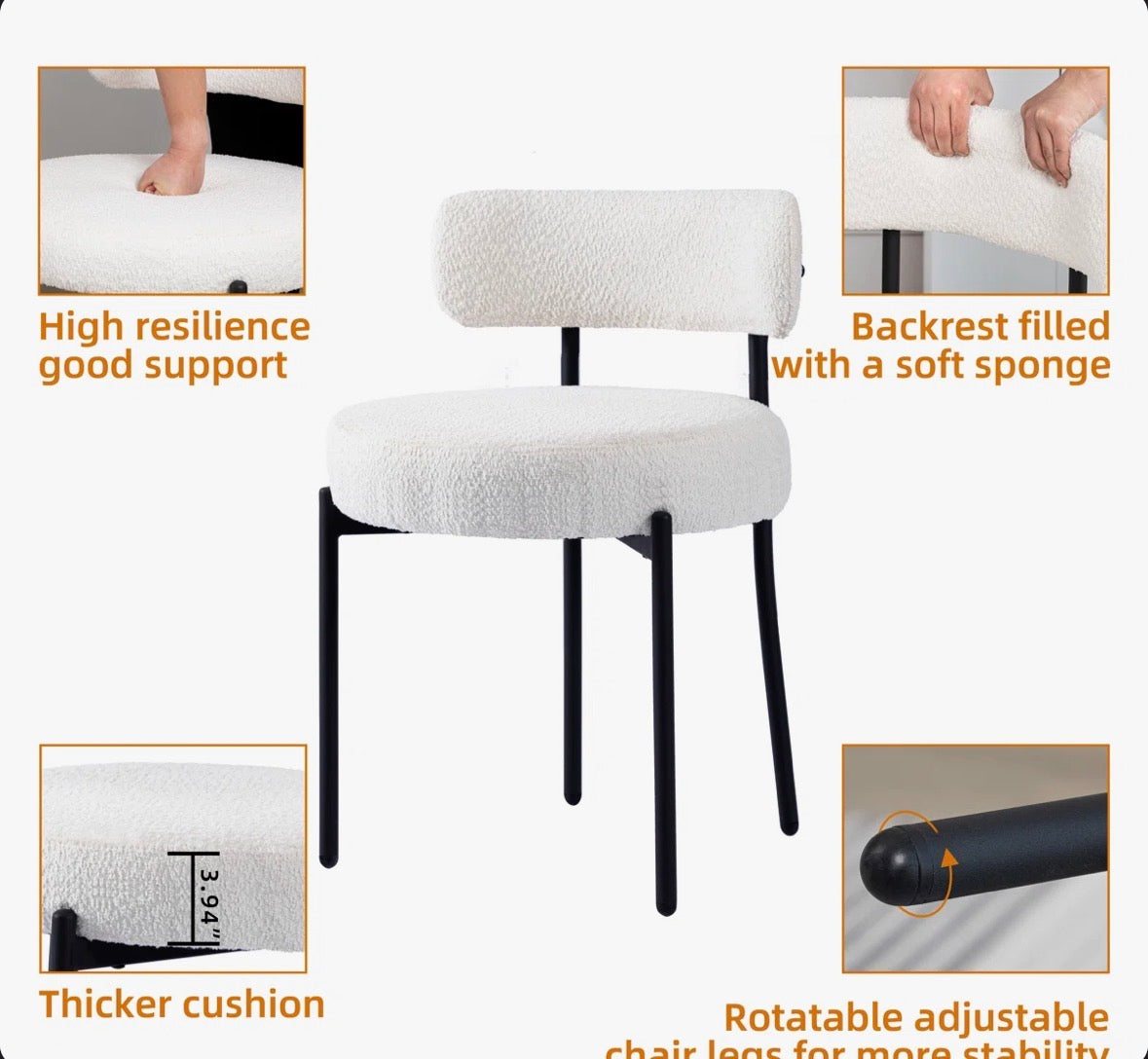 George Oliver Modern Accent Chair, Upholstered Dining Chairs, Short Plush Fabric, Armless Dining Chair (Set of 2)