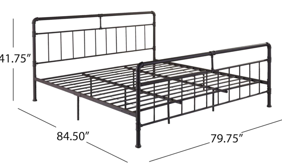Christopher Knight Home Sally King-Size Iron Bed Frame, Minimal, Industrial, Hammered Copper
