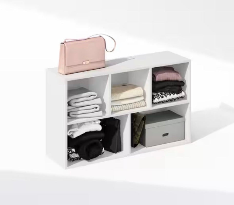 OPEN BOX NEW Furinno Reed 31.5 in. Tall White Wood 5-Cube Bookcase