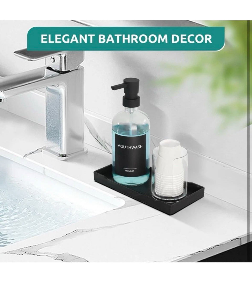 Open Box TOLDATLI Mouthwash Dispenser for Bathroom, Glass Mouth Wash Pump