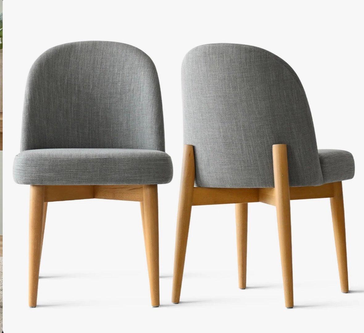 George Oliver Linen Upholstered Parson Chair with Solid Wood Legs (Set of 2