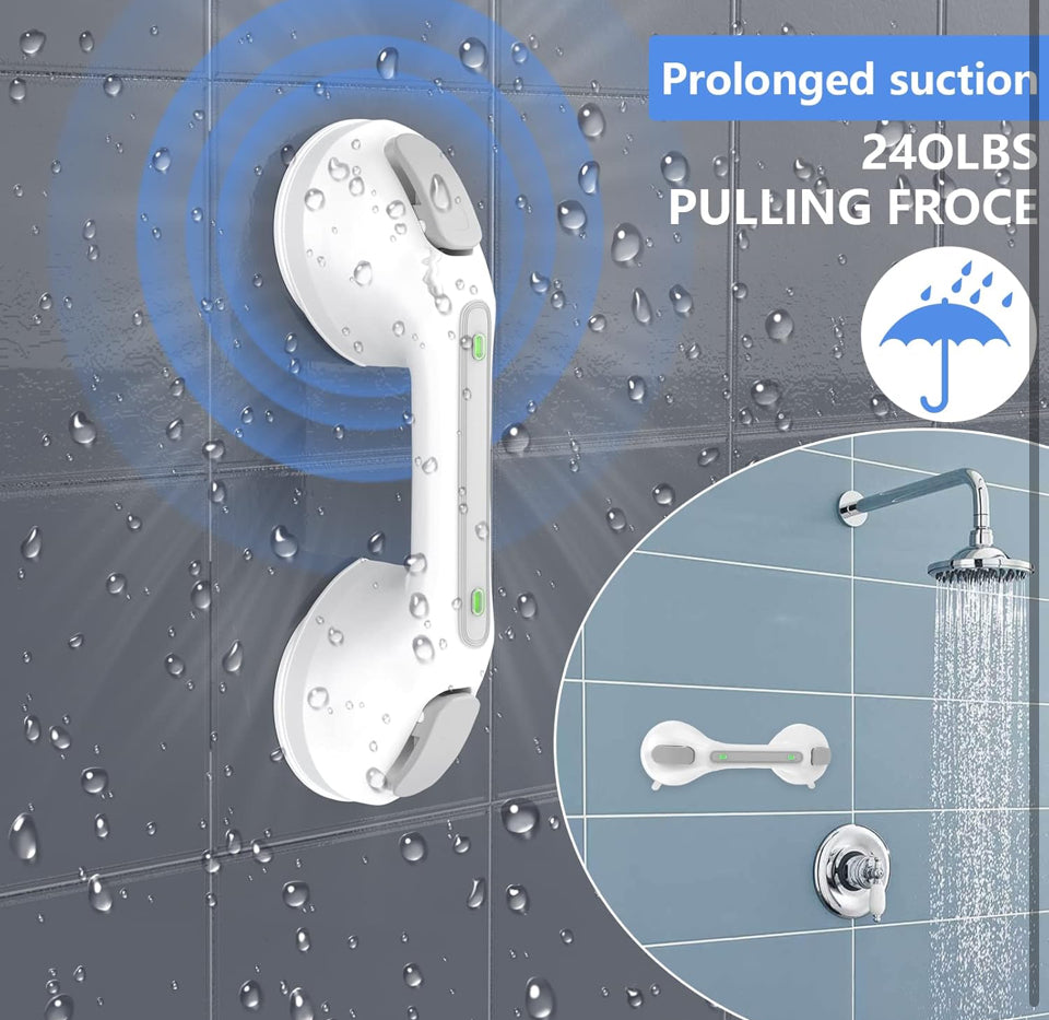 Open Box "Zepolu Suction Cups Grab Bar 12 Inch, Zepolu Anti-Slip Bathroom Grab Bar Safety Balance Handrail, Handicap Elderly Senior Injury Disable Vacuum Suction Assist Shower Handle (1.25"" Diameter, Gray)"
