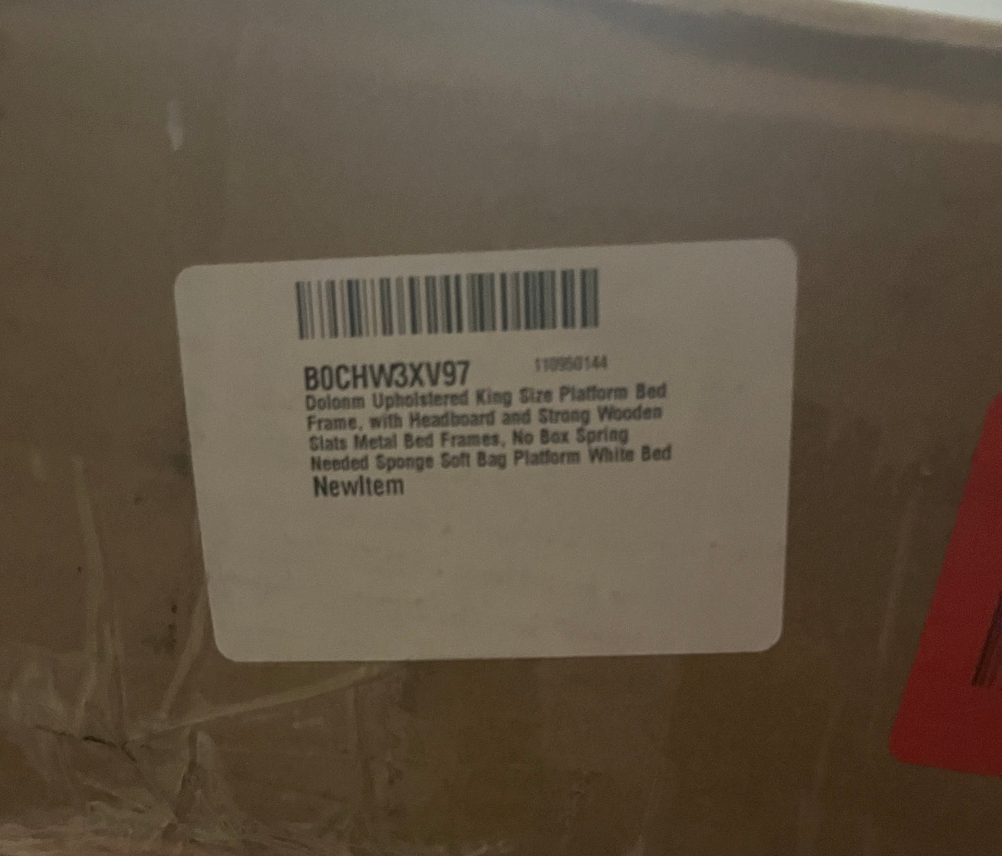 •Dolonm Upholstered King Size Platform Bed Frame, with Headboard and Strong Wooden Slats Metal Bed Frames, No Box Spring Needed Sponge Soft Bag Platfo