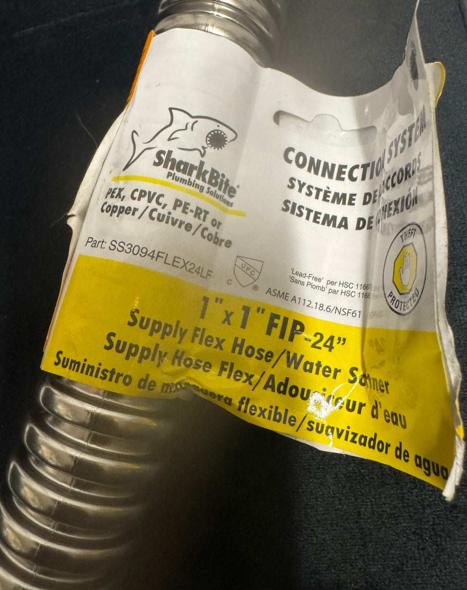 New SharkBite 1 Inch x 1 Inch FIP x 24 Inch Stainless Steel Corrugated Flexible Water