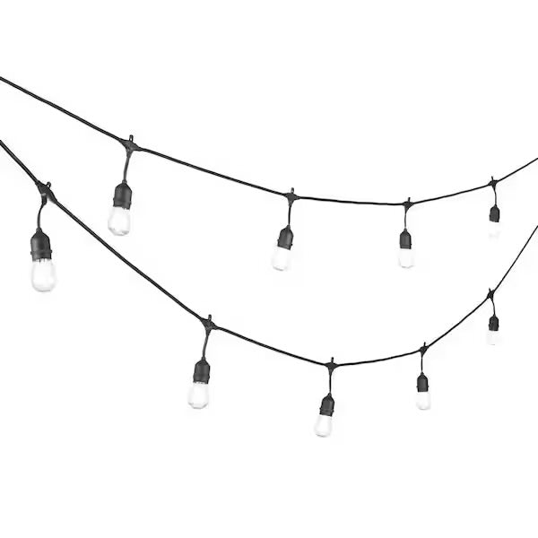 Open Box Hampton Bay 24-Light 48 ft. Plug-in Indoor/Outdoor Edison Patio String Light with S14 Single Filament LED Bulbs