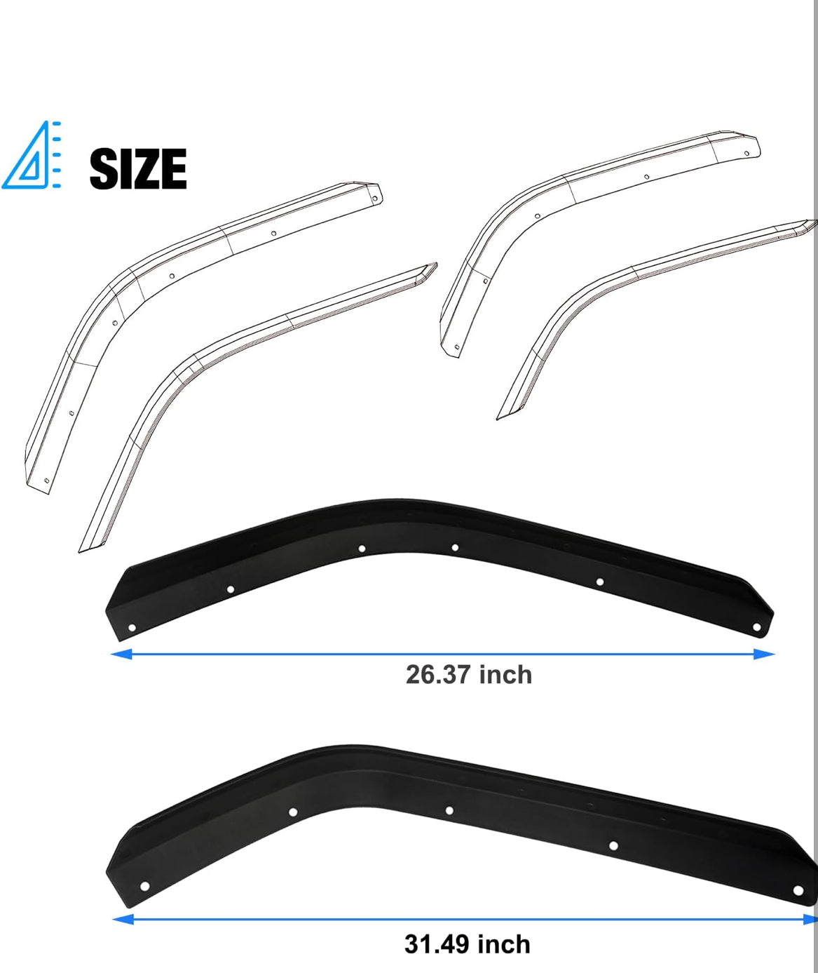Maiker Off Road Front & Rear Fender Flares Compatible with 2020-2023 Jeep Wrangler Gladiator JT Sport & Willys, Off-Road Wheel Flares Liner 4