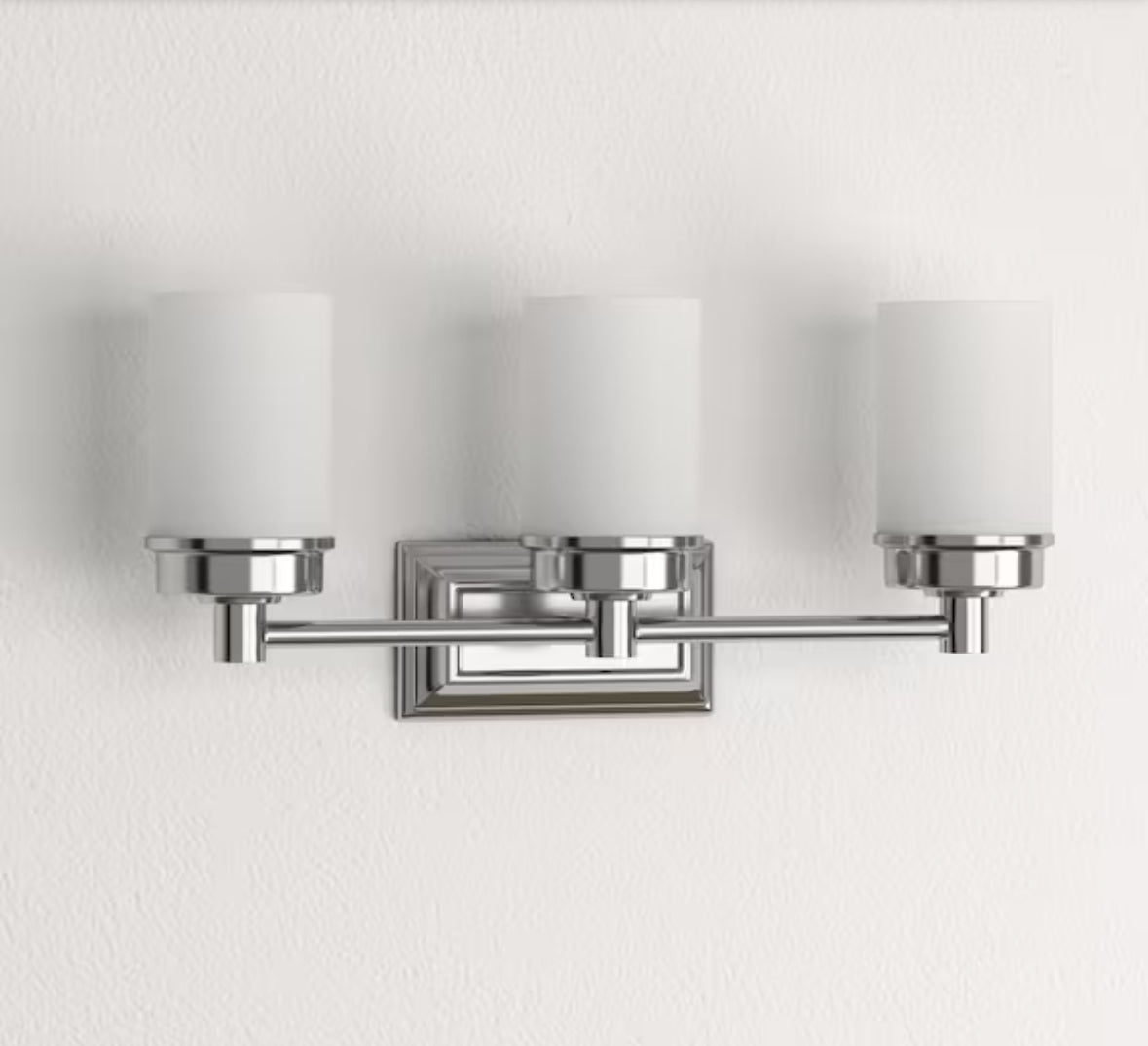 Hampton Bay Cade 20.25 in. 3-Light Brushed Nickel Bathroom Vanity Light Fixture with Frosted Glass Shades