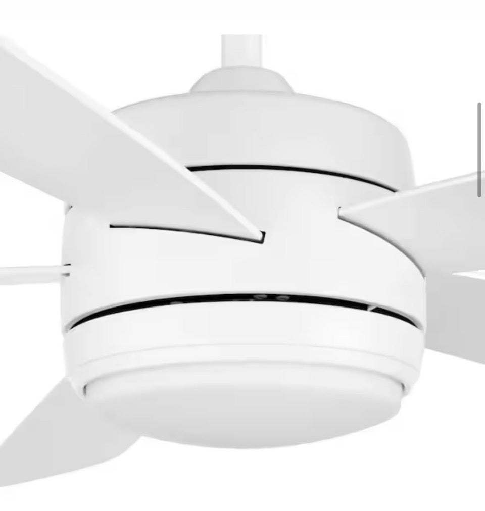Open Box HAMPTON BAY Averly 52 in. Indoor Matte White Ceiling Fan with Adjustable White Integrated LED with Remote Control Included