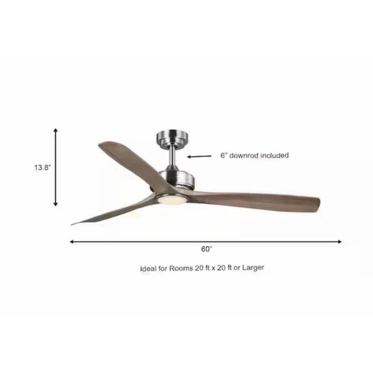 Bayshire 52 in. LED Indoor/Outdoor Brushed Nickel Ceiling Fan w/ Remote Control