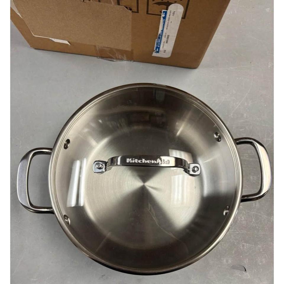 KitchenAid 71011 3-Ply Base Brushed Stainless Steel Casserole Dish/Pan with Lid, 4 Quart