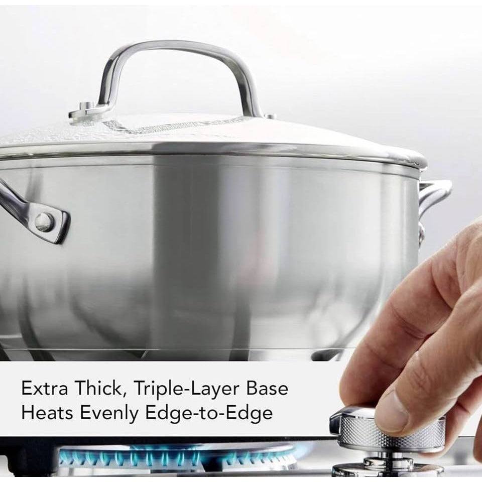 KitchenAid 71011 3-Ply Base Brushed Stainless Steel Casserole Dish/Pan with Lid, 4 Quart