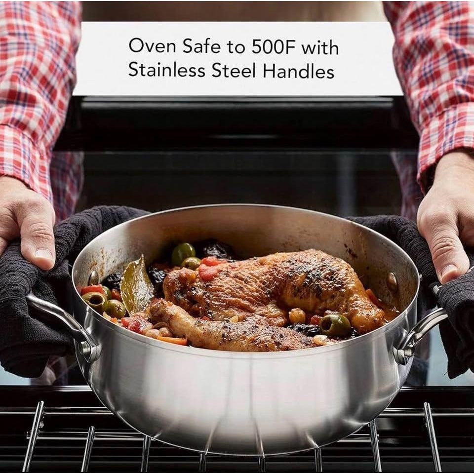 KitchenAid 71011 3-Ply Base Brushed Stainless Steel Casserole Dish/Pan with Lid, 4 Quart