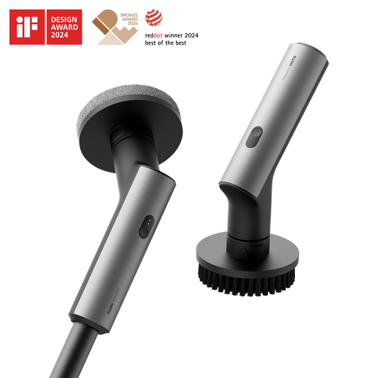 Electric spin scrubber with ergonomic handle, dual-speed settings, and interchangeable brush heads for versatile cleaning.