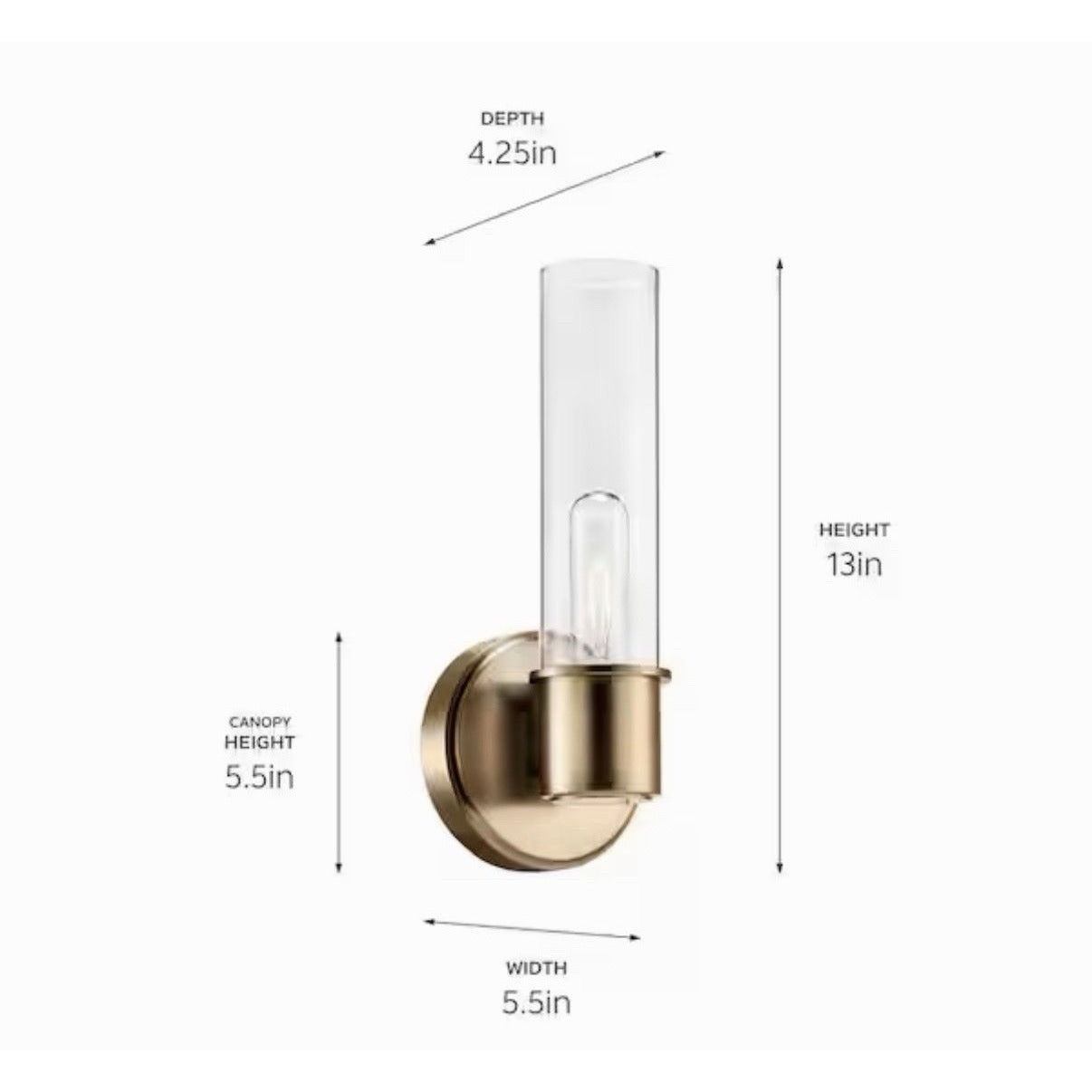 Kichler Aviv 1-Light Wall Sconce, Modern Light with Clear Glass