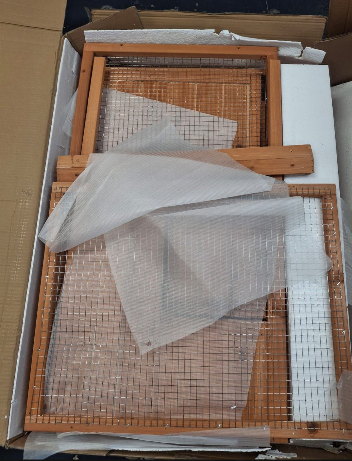 Open Box Ogrmar Chicken Coop Large Wooden Outdoor Bunny Rabbit Hutch Hen Cage with Ventilation Door, Removable Tray & Ramp Garden Backyard Pet House C