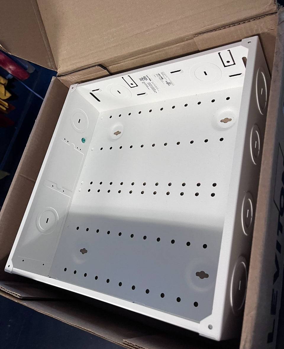 Open Box Leviton (Brand Rating: 4.5/5) © 14 in. Structured Media Enclosure and Flush Mount Cover, White 47605-140