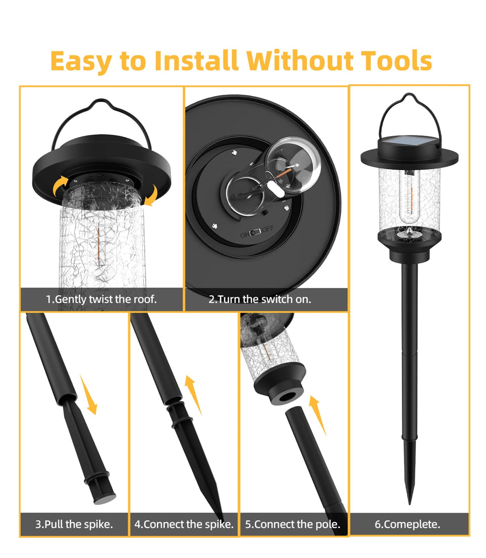 Open Box EVELYNSUN Solar Outdoor Lights Waterproof, Bright Solar Pathway Lights for Walkway Yard Backyard Lawn Patio Driveway Decorative(6 Pack)