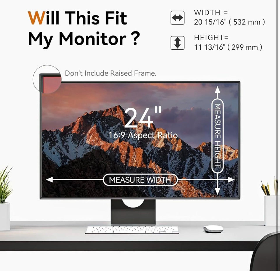 Open box MAMOL[2 Pack] 24 Inch Computer Privacy Screen for 16:9 Aspect Ratio Widescreen Monitor, Eye Protection Anti Glare Blue Light Computer Monitor