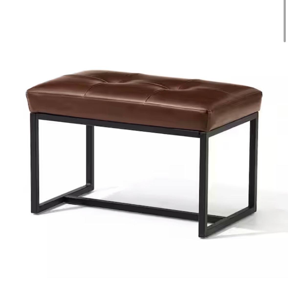Glitzhome Modern Coffee Thick Leatherette Accent Stool