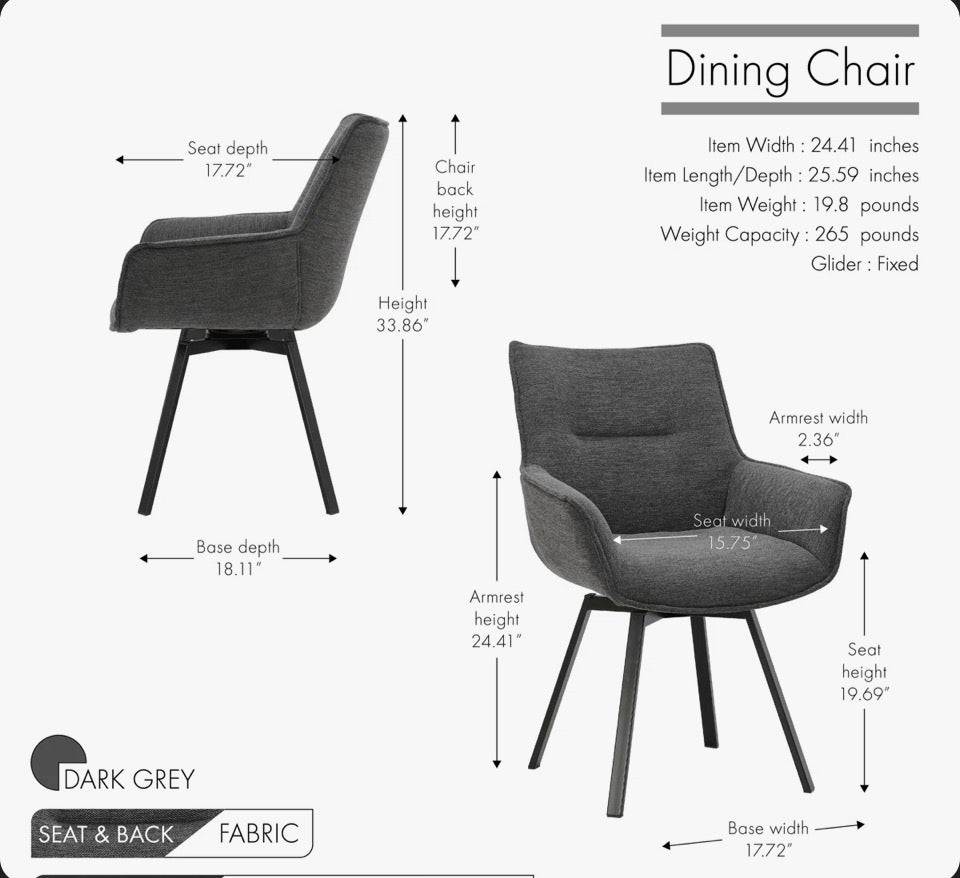 George Oliver Heid Swivel Fabric Dining Chair with Steel Legs