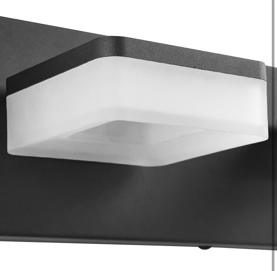 Open Box GOODATE 3 Colors Dimmable Black Vanity Lights for Bathroom, LED 4 Light Vanity Lighting Fixtures, Acrylic Stainless Steel Bathroom Light Fixt