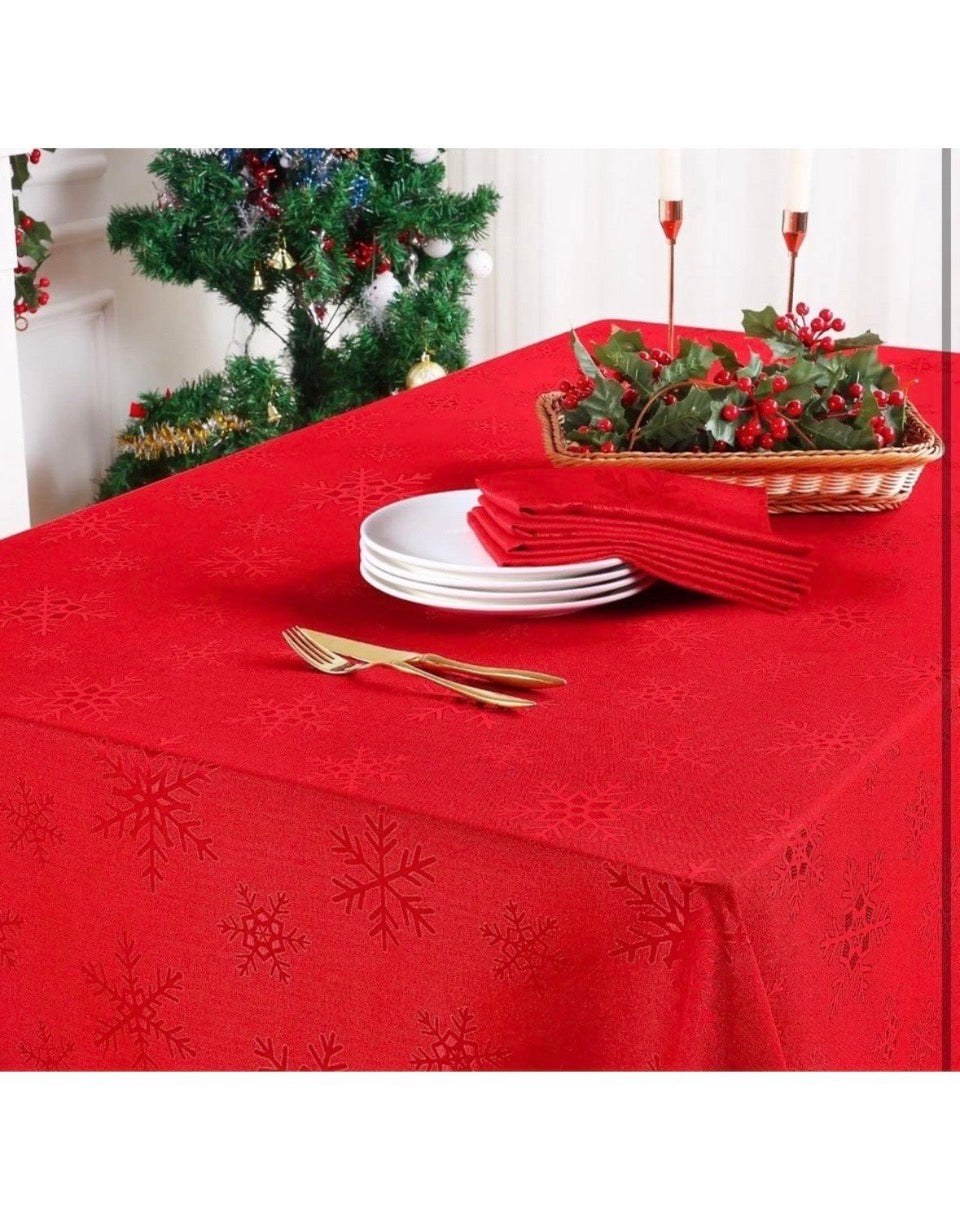 New Smiry Rectangle Christmas Tablecloth 60x120 Inch, Waterproof Damask Table
