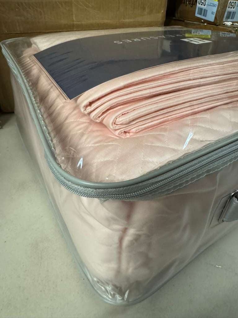 Home treasures linens Basketweave quilted sateen coverlet set
