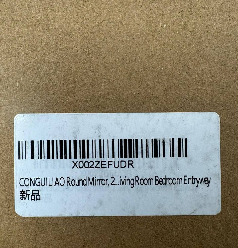 Open Box CONGUILIAO Round Mirror, 24 Inches Wood Mirror, Wall Mirror Decorative Circle Mirror, Nature Big Bathroom Large Vanity Mirror Farmhouse Mirror for Liv