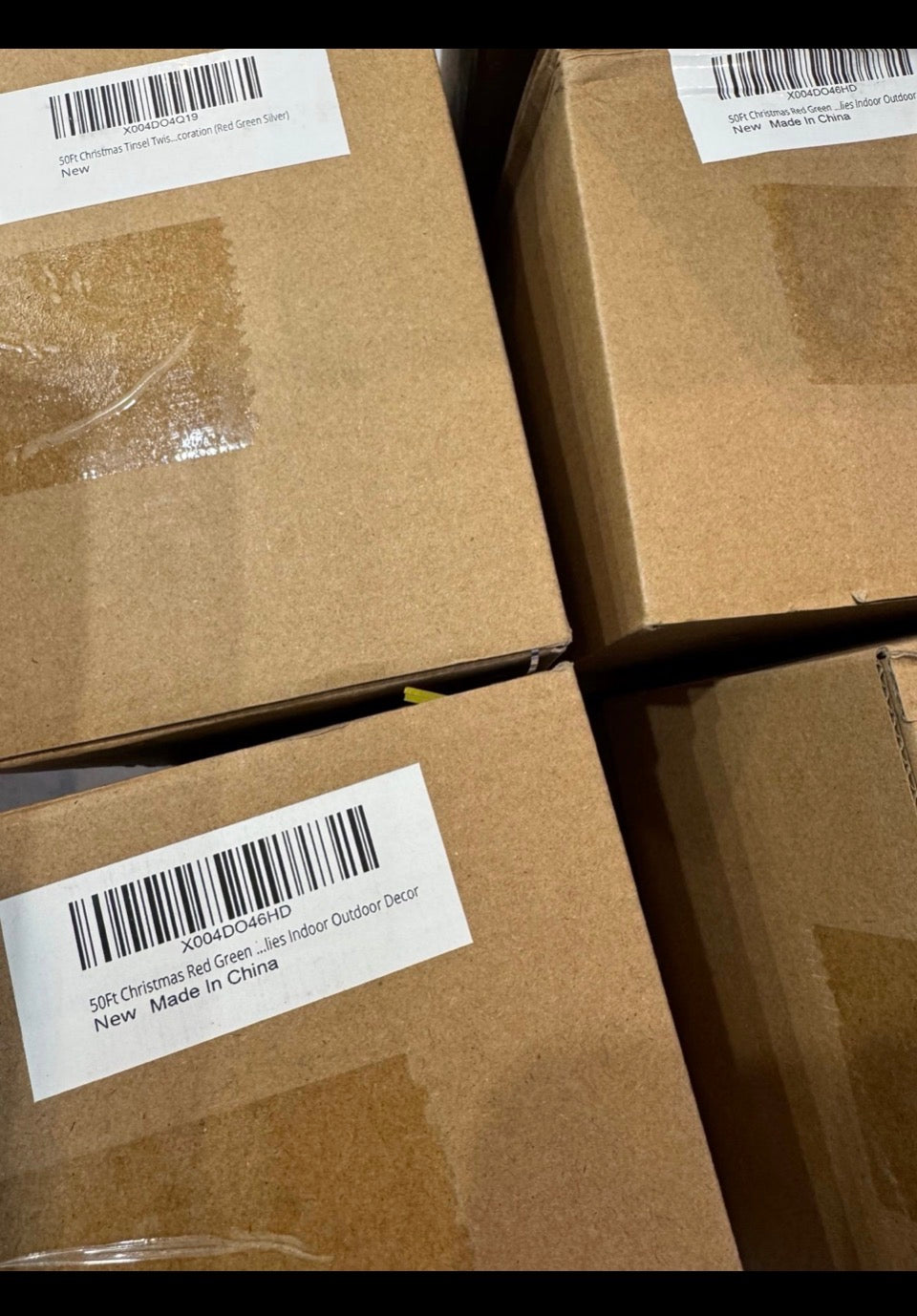 Open Box Wowscan 50Ft Christmas Red Green and Gold Tinsel Garland Metallic Twist Shiny