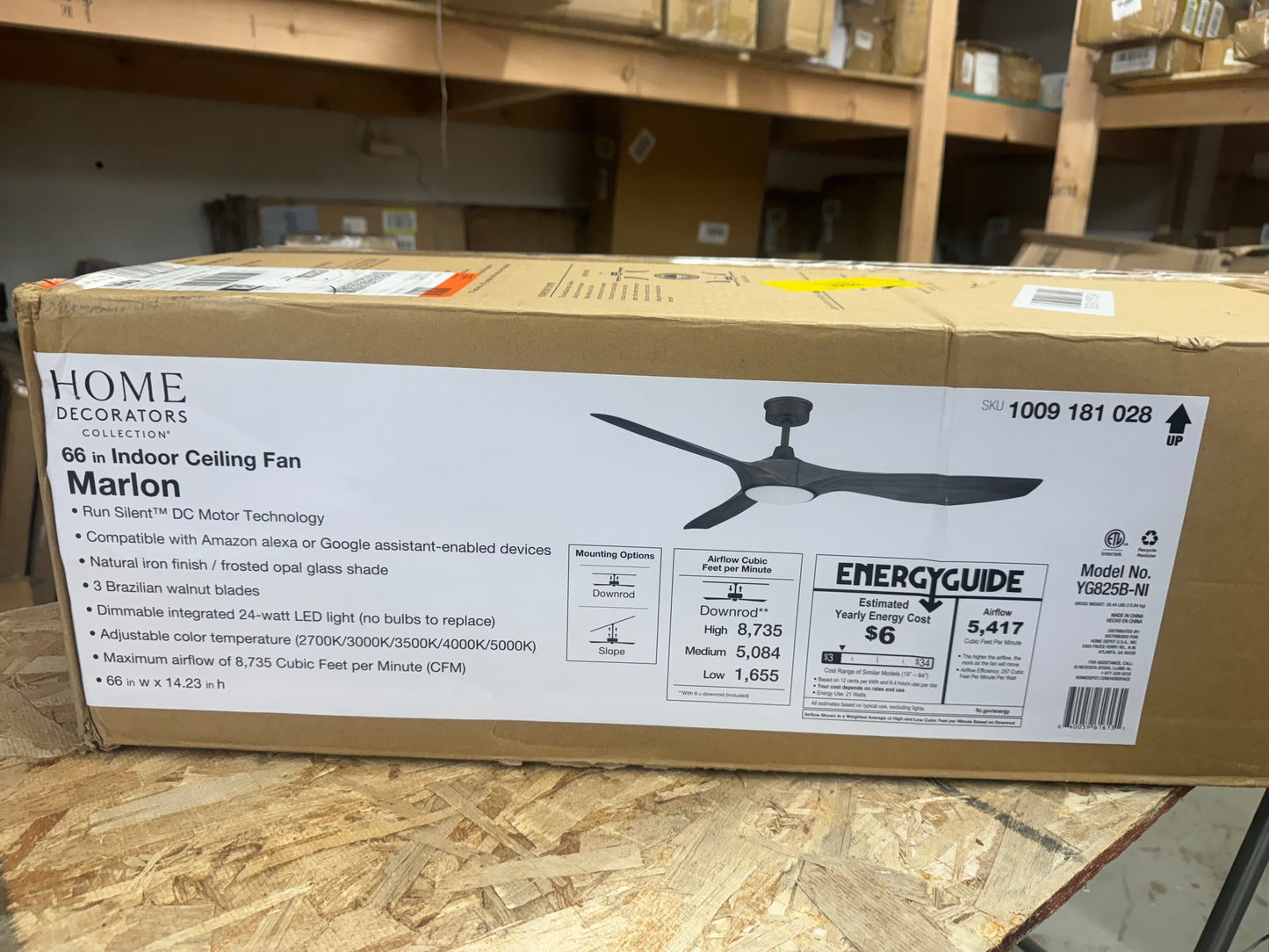 Home Decorators Collection Marlon 66 in. Smart Indoor Natural Iron Ceiling Fan with Adjustable White LED with Remote Included Powered by Hubspace