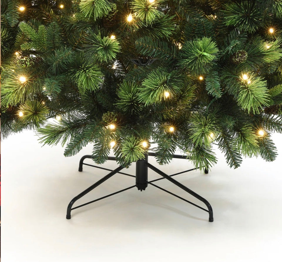 Canora Grey 7.5Ft Pre-Lit Green Full Artificial Pine Christmas Tree with Metal Stand