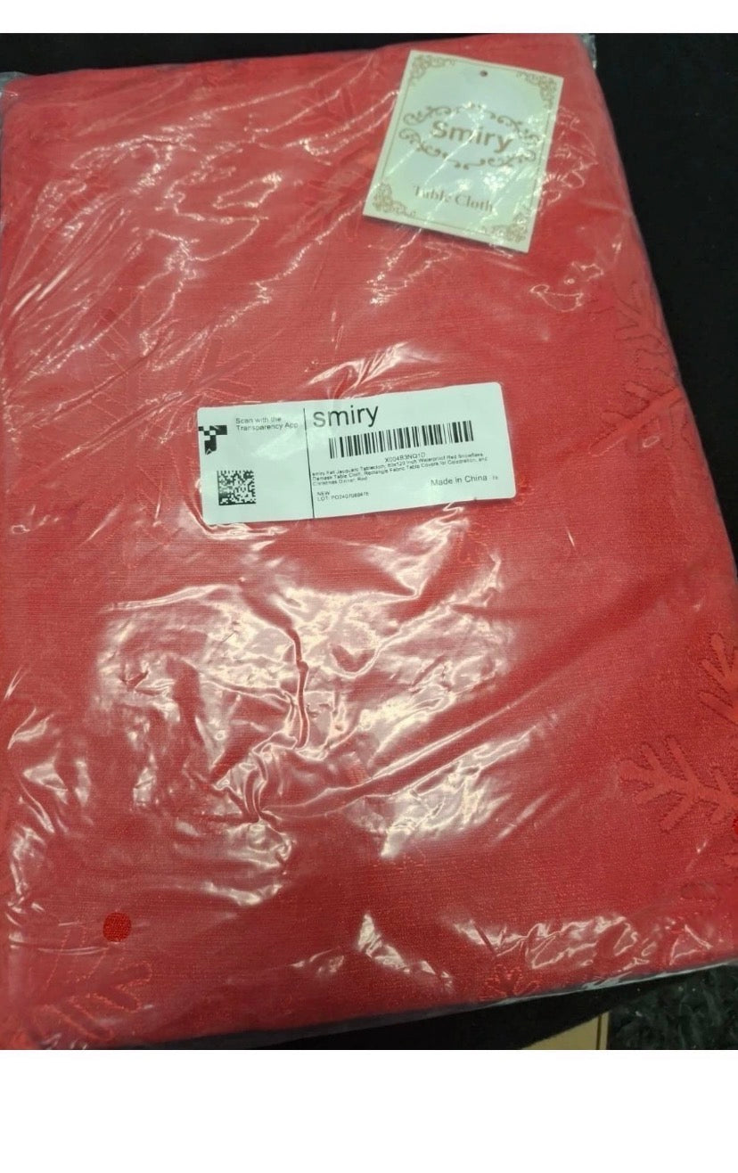 New Smiry Rectangle Christmas Tablecloth 60x120 Inch, Waterproof Damask Table