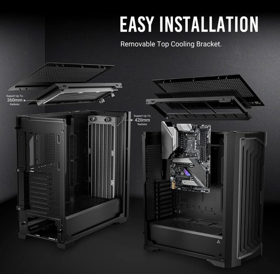 Antec Performance 1 FT, Full Tower, RTX40 Fully Compatible, Temp Display, 4 x Storm T3 PWM Fans, Type-C, Dual TG Side Panels, Removable Top Bracket, High Airflow Mesh Front Panel, E-ATX PC Gaming Case