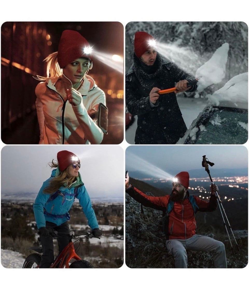 New Biuonk Store Unisex LED Beanie Hat with Light, USB Rechargeable Headlamp