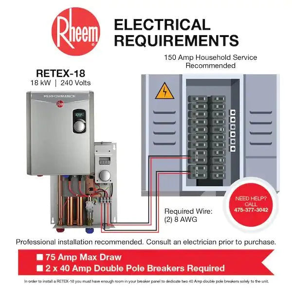 Open Box RHEEM Performance 18 kW 3.51 GPM 240-Volt Self-Modulating Electric Tankless Water Heater