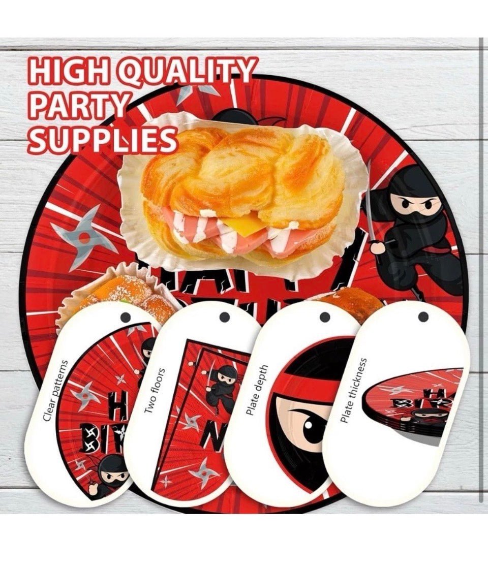 Open Box New Grencian 96 Pcs Ninja Birthday Party Decorations Ninja Warrior Plates