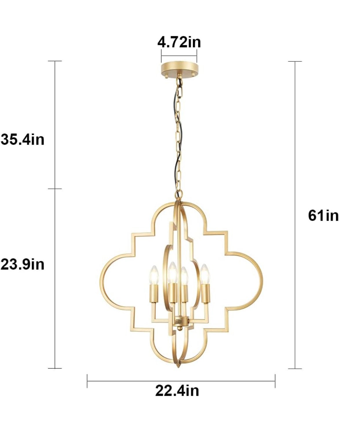 Wellmet Orb Chandelier Lighting Gold 4-Light, Candle Style Geometric Dining Room Light Fixtures Hanging Foyer, Entryway, Hallway, Dining Room and Living Room, 22.4 inches Di - Selzalot