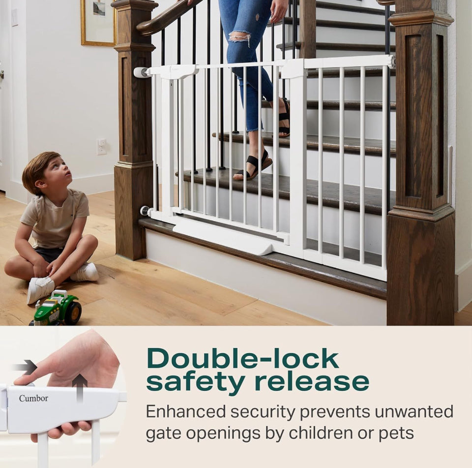 Open Box Cumber 29.7-46" Baby Gate for Stairs, Mom's Choice Awards Winner-Auto Close Dog Gate for the House, Easy Install Pressure Mounted Pet Gates f