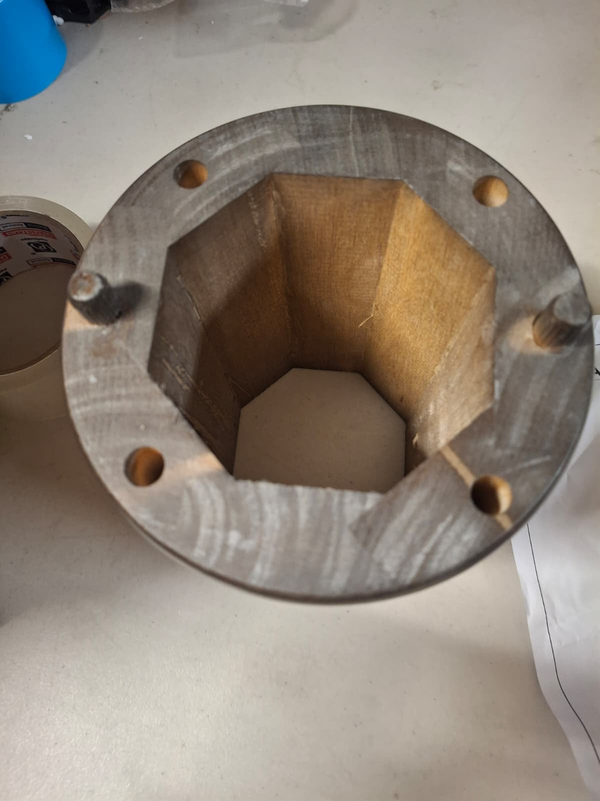 Open Box International Concepts Hickory/Coal 30 in. Round Top Solid Wood Counter Height Pedestal Dining Table - Seats 2