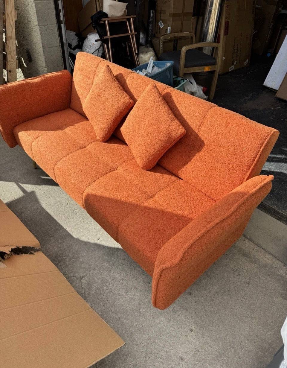 70-inch Teddy Fleece Sofabed, Convertible Futon Sofabed