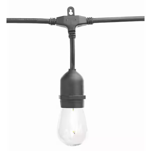 Open box Hampton Bay 12-Light 24 ft. Plug-in Indoor/Outdoor Edison String Light with S14 Single Filament LED Bulbs