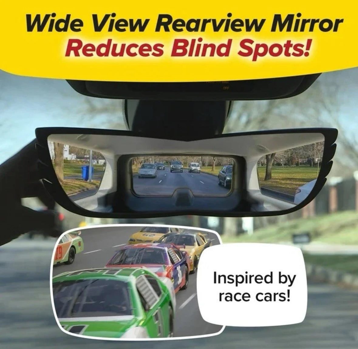 Angle View Wide-Angle Rearview Mirror, As Seen On TV Black Convex Car