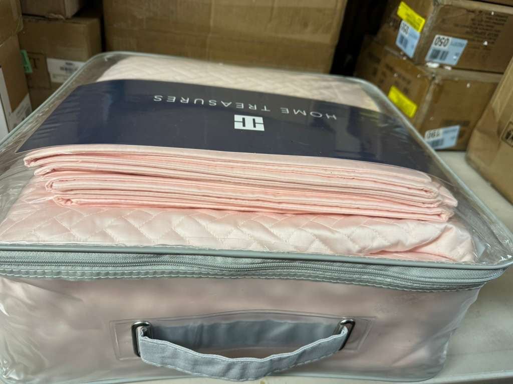 Home treasures linens Basketweave quilted sateen coverlet set